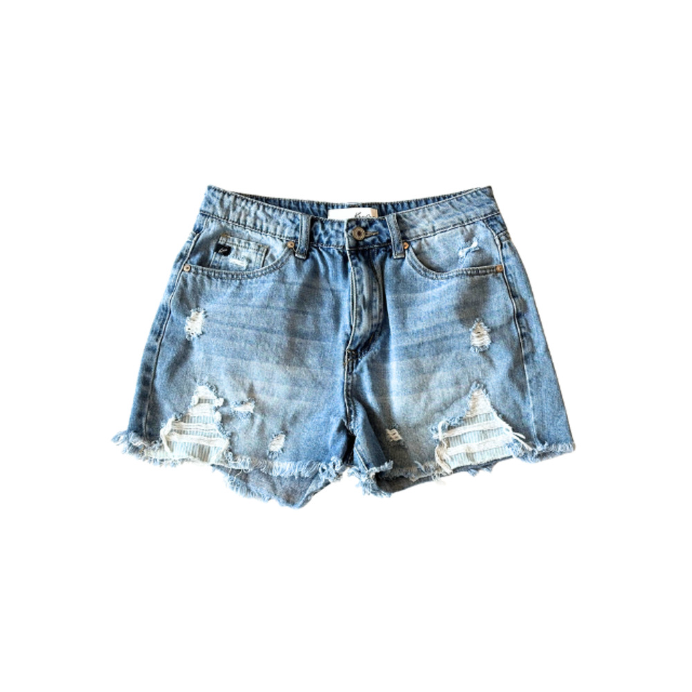KanCan Shorts Denim KC5197M Jeans Distressed Frayed Hem Stretch Blue Size M
